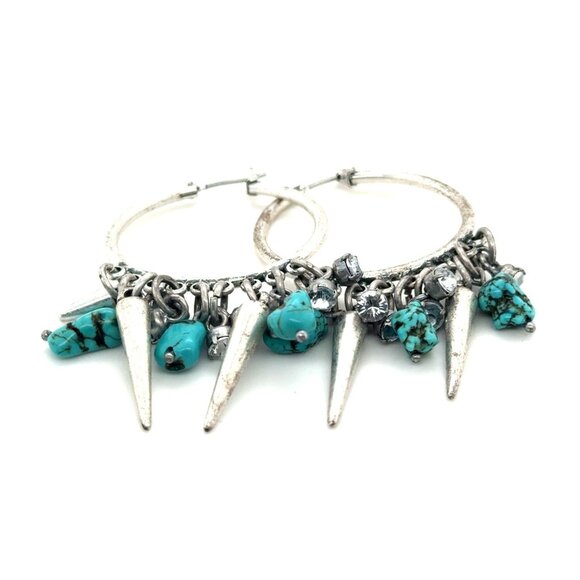 Turquoise & Spikes Earrings - Picture 2 of 7